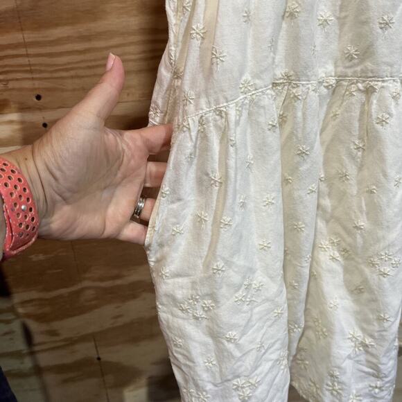 Old Navy Puff Sleeve Tiered Embroidered Mini Dress Ivory Size XL Boho Cottage - Picture 10 of 14